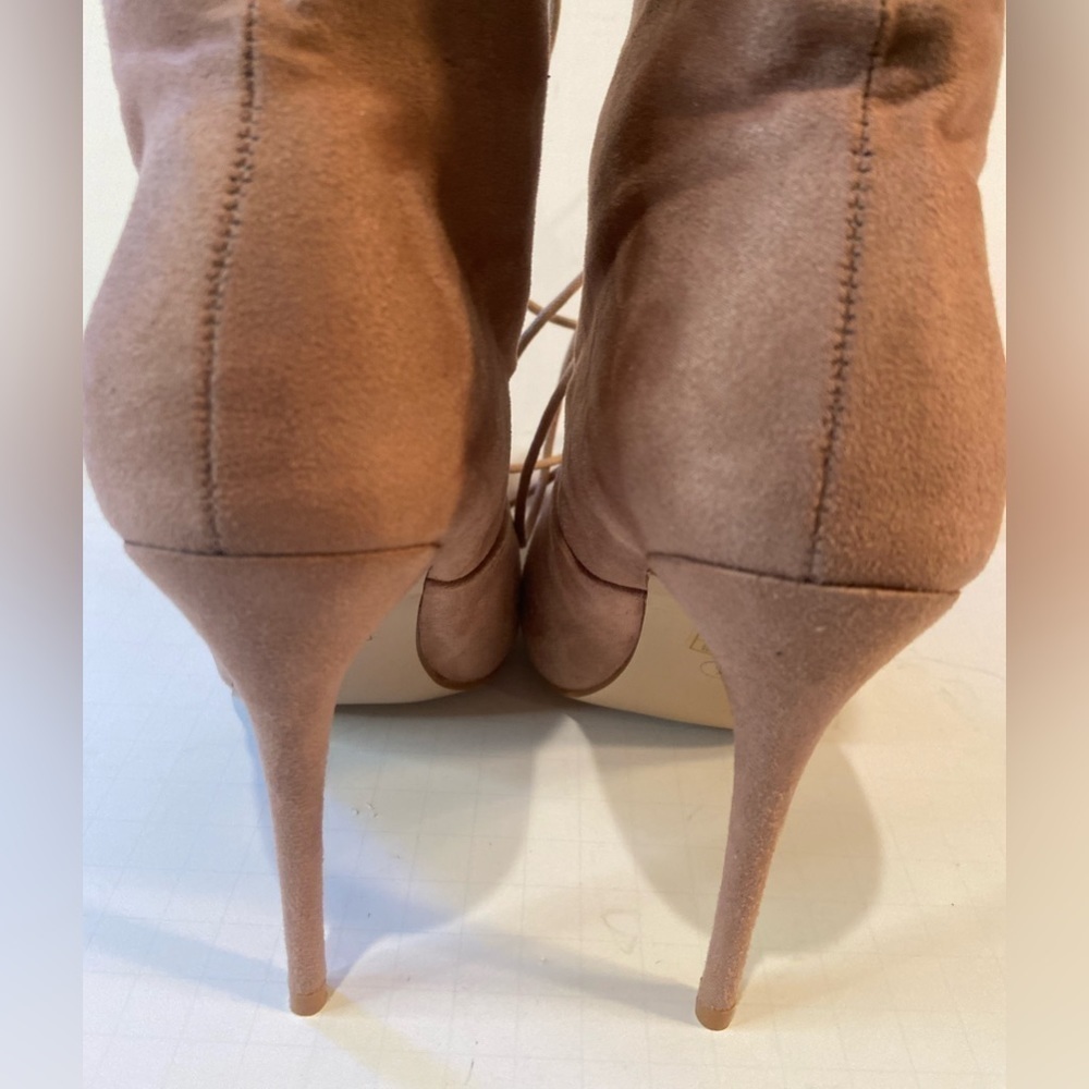 Public Desire~Pink Faux Suede Lace-Up Stiletto Ankle Boot~Pointed Toe~Size US-6 - Picture 9 of 16